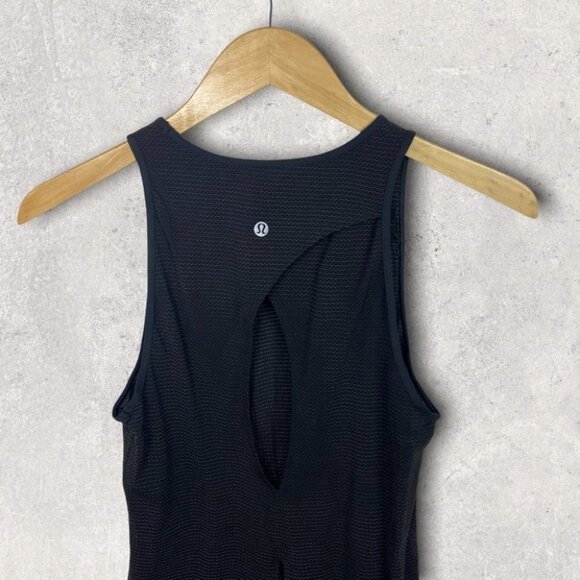 Lululemon Black Open Up Tank Top Running Ventilation Anti Stink Size 4 Tie Back - Picture 5 of 10